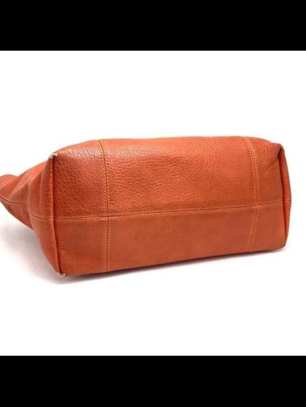 Mulberry Orange Leather Tote with Braided Brown Handles